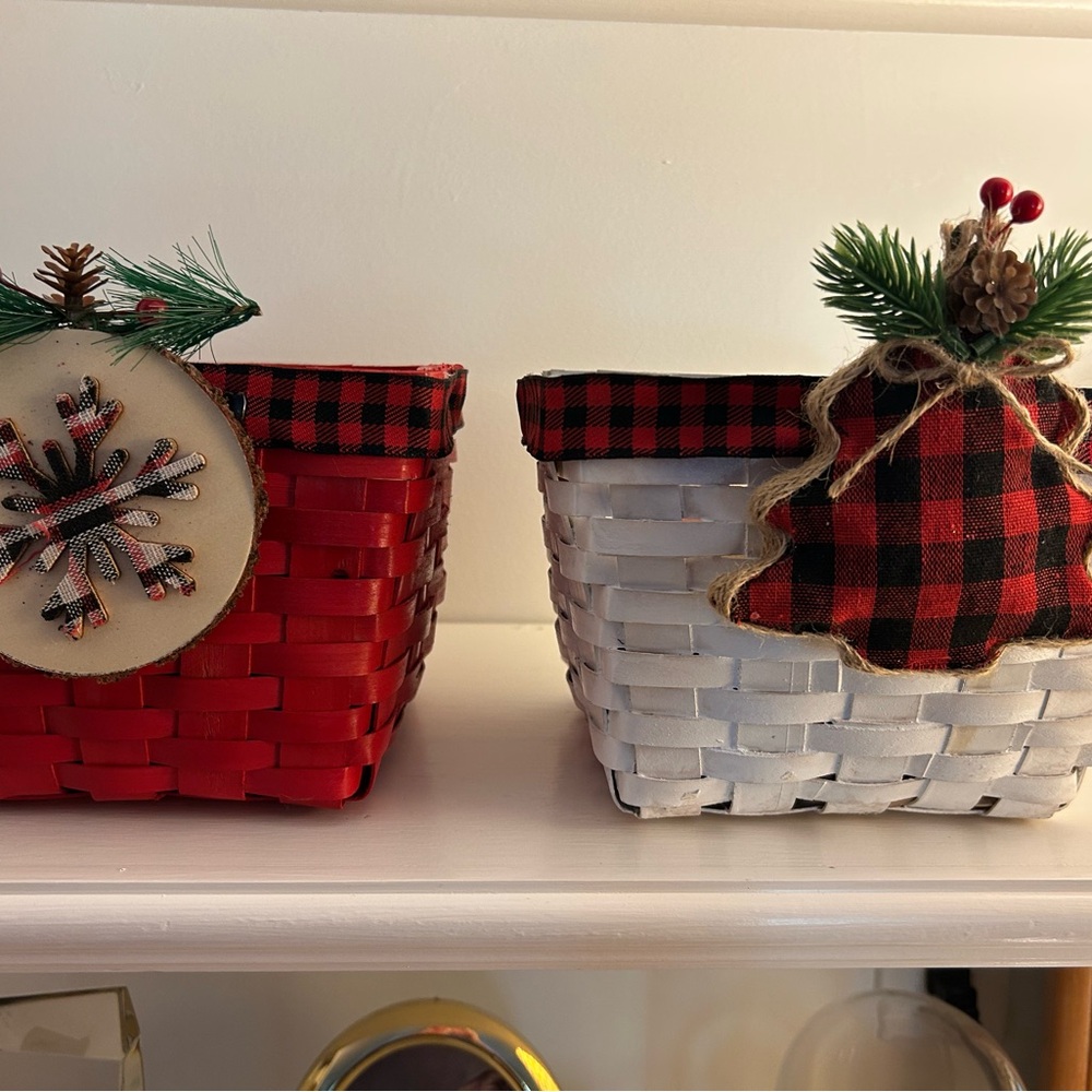 Hand Crafted Red and White Holiday Baskets